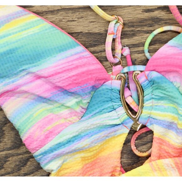 Becca Womens Standard Verano One Piece Swimsuit 151057 Multi Pink S - Picture 6 of 9